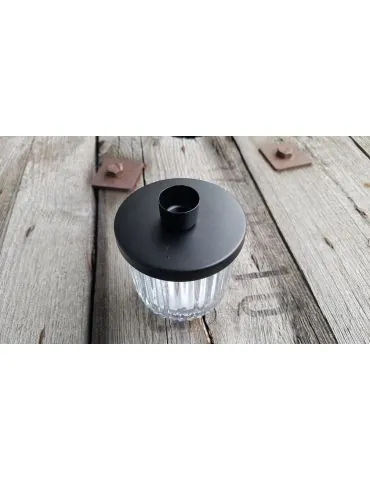 Trendiger Kerzenständer als Füllglas Metall Glas schwarz black klein