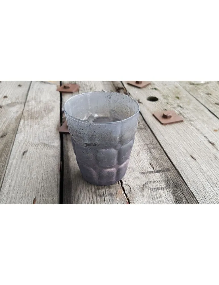 Teelicht Glas Kerze Vintage grau bleu Vierecke