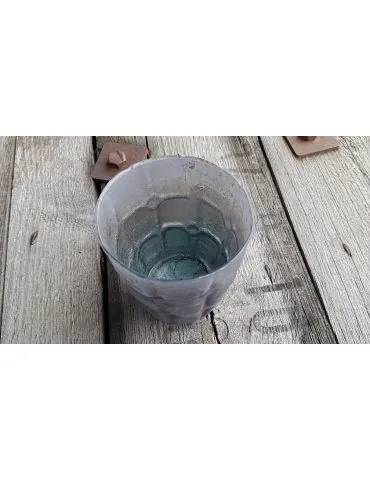 Teelicht Glas Kerze Vintage grau bleu Vierecke