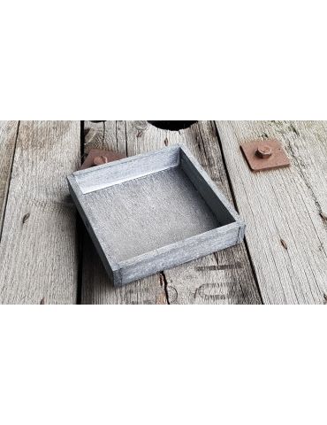 Dekobrett Holzbrett Brett für Teelichter grau Holz klein Eckig 14 x 14 x 3 cm