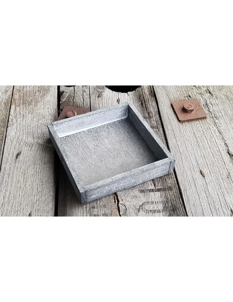 Dekobrett Holzbrett Brett für Teelichter grau Holz klein Eckig 14 x 14 x 3 cm