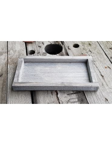 Dekobrett Holzbrett Brett für Teelichter grau Holz rechteckig 15 x 28 cm