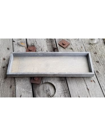 Dekobrett Holzbrett Brett für Teelichter grau Holz rechteckig 14 x 41 cm