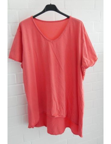 Damen Shirt A-Form kurzarm orange V-Ausschnitt Baumwolle Onesize 38 - 46