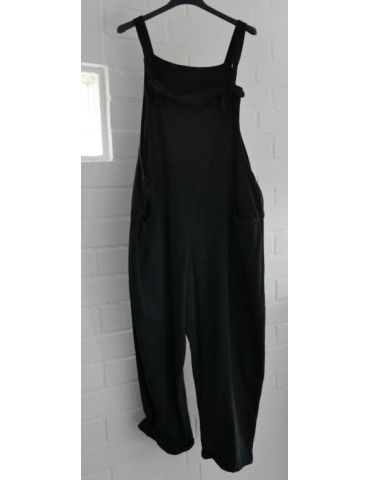Bequeme Sportliche Sweatshirt Latzhose Damen Hose schwarz black mit Baumwolle Onesize 38 - 42