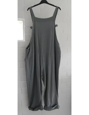 Bequeme Sportliche Sweatshirt Latzhose Damen Hose grau grey mit Baumwolle Onesize 38 - 42