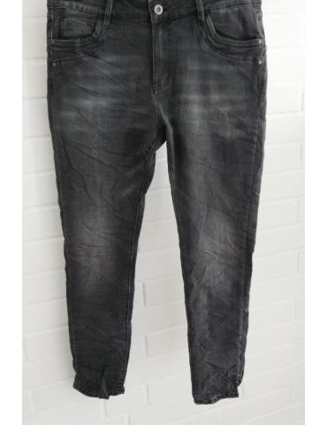 Jewelly Damen Jeans Hose grau verwaschen mit Baumwolle Reißverschluss JW22242