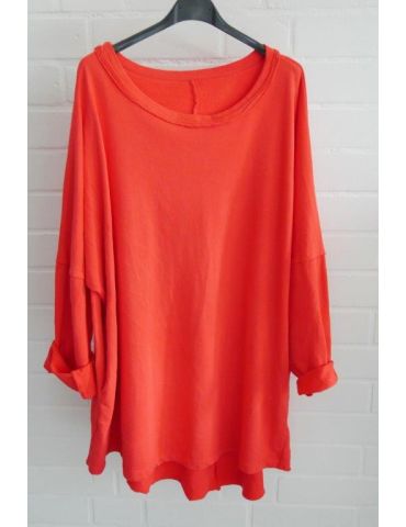 XXXL Big Size Sweat Shirt Tunika langarm orange Eingrifftaschen mit Baumwolle Onesize 38 - 48 8126