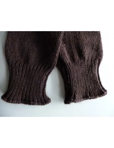 Stiefel Stulpen dunkelbraun braun mit Wolle Bommel Trend
