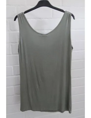 Xuna Damen Basic Top Shirt oliv grün khaki weiter mit Viskose Onesize 38 - 42 0650