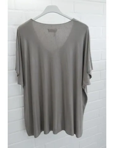 Damen Basic Shirt kurzarm schlamm sand matt uni mit Viskose Onesize ca. 38 - 46