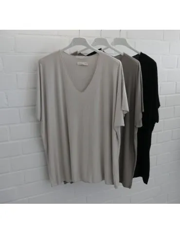 Damen Basic Shirt kurzarm schwarz black matt uni mit Viskose Onesize ca. 38 - 46