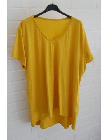 Damen Shirt A-Form kurzarm gelb V-Ausschnitt Baumwolle Onesize 38 - 46 6561 KA