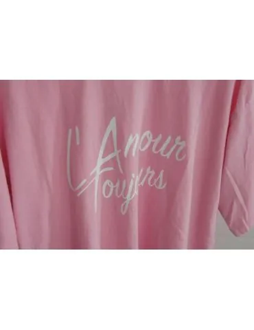 Damen kurzarm Shirt "L´Amour Toujours" rose weiß Baumwolle Onesize ca. 36 - 40