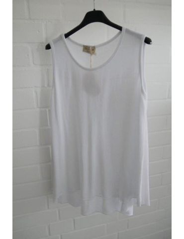 ESViViD Damen Top Shirt weiß white Falte Rücken uni mit Baumwolle Onesize 38 - 44 3111