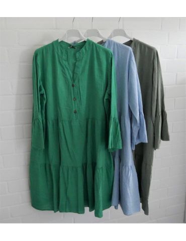 Damen Tunika Kleid oliv grün khaki Leinen...