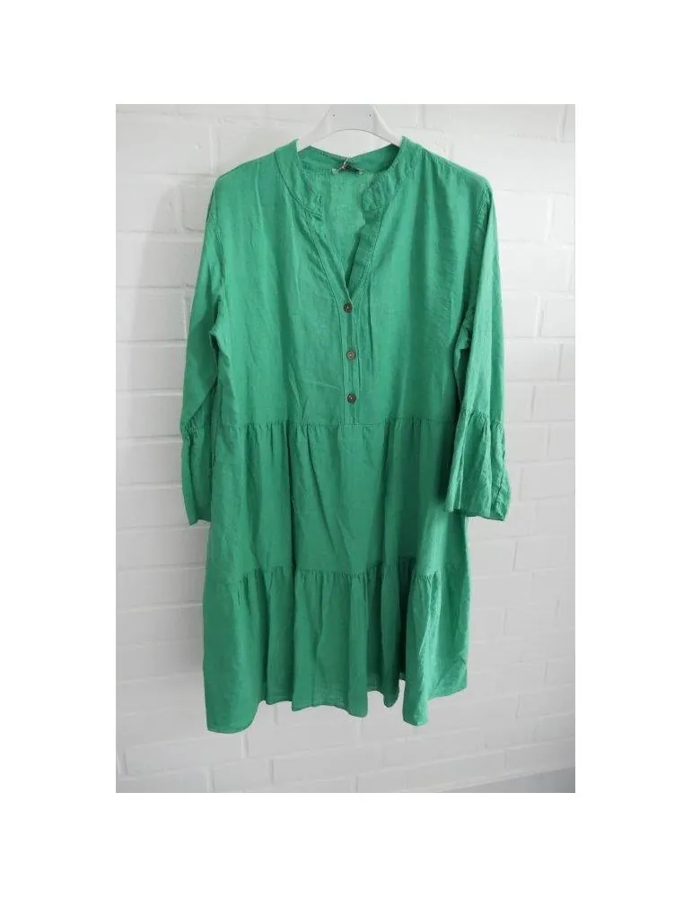 Damen Tunika Kleid grün Leinen Viskose Trompetenärmel Onesize 38 - 44 23081