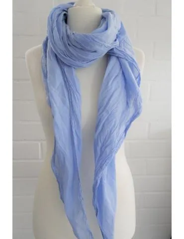 XXL Damen Schal Tuch hellblau durchgefärbt 100% Baumwolle Asymmetrisch