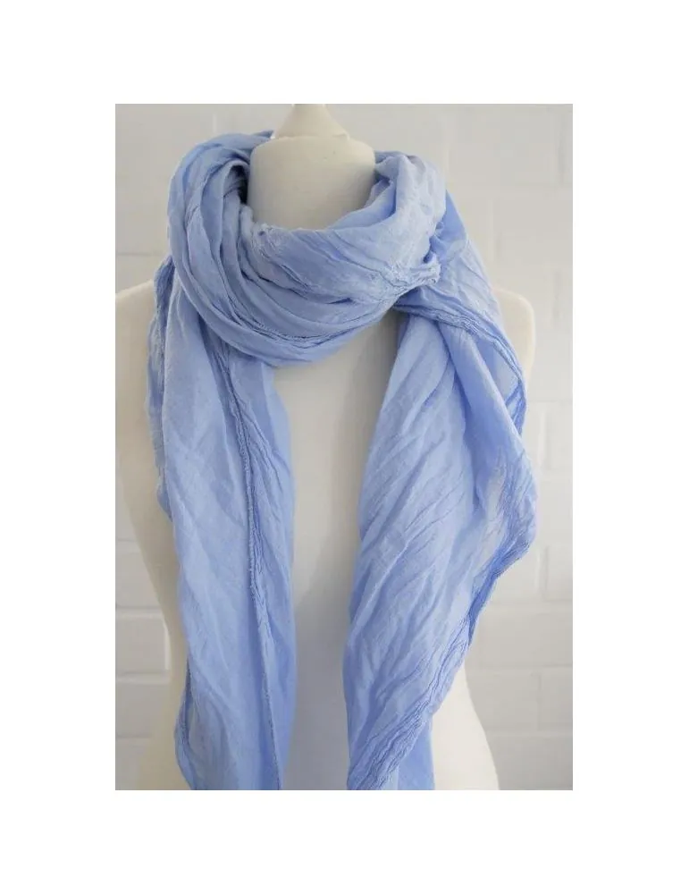 XXL Damen Schal Tuch flieder hellblau 100% Baumwolle Asymmetrisch