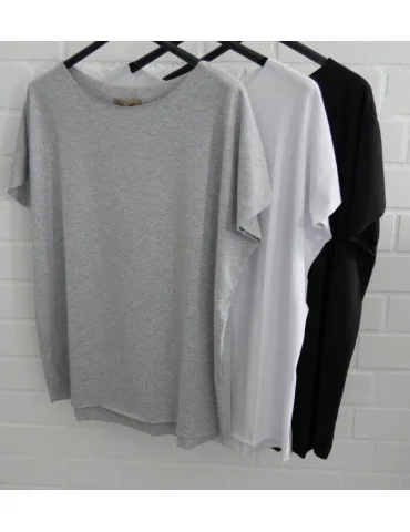 Damen Basic Shirt kurzarm hellpink mit Baumwolle Onesize 38 - 44 19509