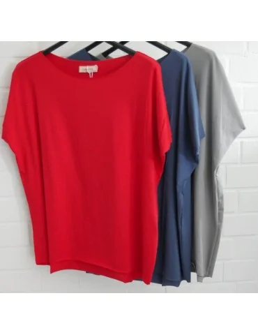 Damen Basic Shirt kurzarm hellpink mit Baumwolle Onesize 38 - 44 19509