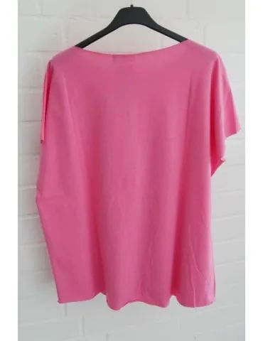 Damen Basic Shirt kurzarm hellpink mit Baumwolle Onesize 38 - 44 19509