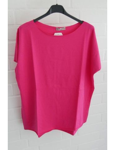 Damen Basic Shirt kurzarm pink mit Baumwolle Onesize 38 - 44