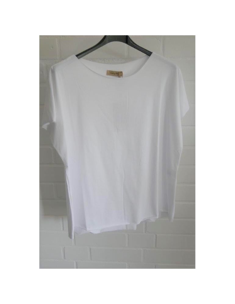 Damen Shirt kurzarm weiß white mit Baumwolle Onesize 38 - 44