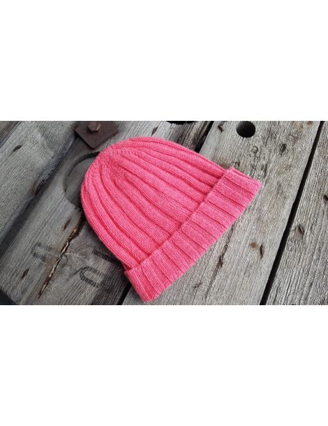 Damen Mütze Strick pink uni Made in Italy mit Kaschmir
