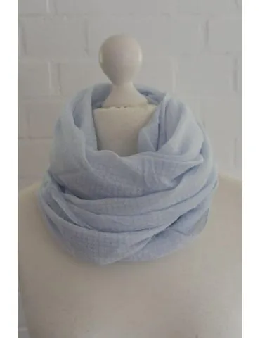 Schal Tuch Loop Made in Italy Seide Baumwolle hellblau weiß Krawattenmuster S 251