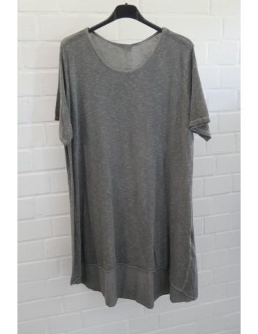 ESViViD Damen Tunika Shirt A-Form mittelgrau kurzarm mit Baumwolle Onesize ca. 38 - 44