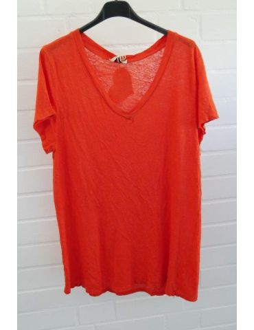ESViViD Damen Shirt 100% Leinen kurzarm orange Onesize 38 42 2555