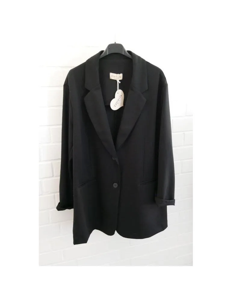 ESViViD Bequemer Sportlicher Jersey Oversize Blazer schwarz black 2074