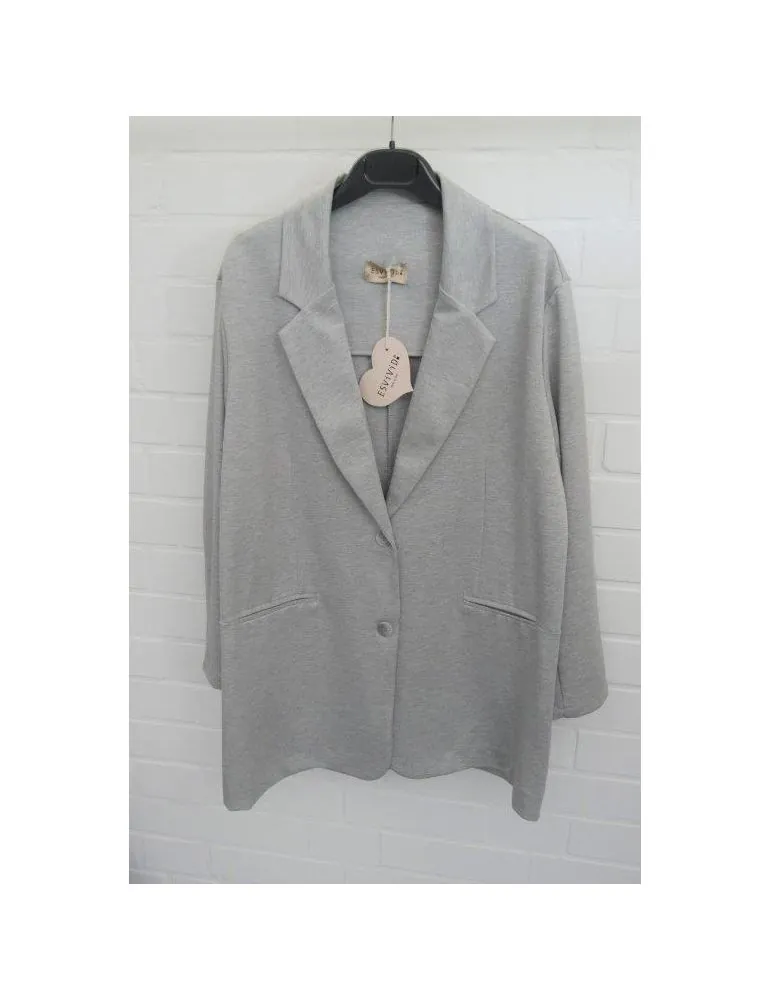 ESViViD Bequemer Sportlicher Jersey Oversize Blazer hellgrau meliert 2074