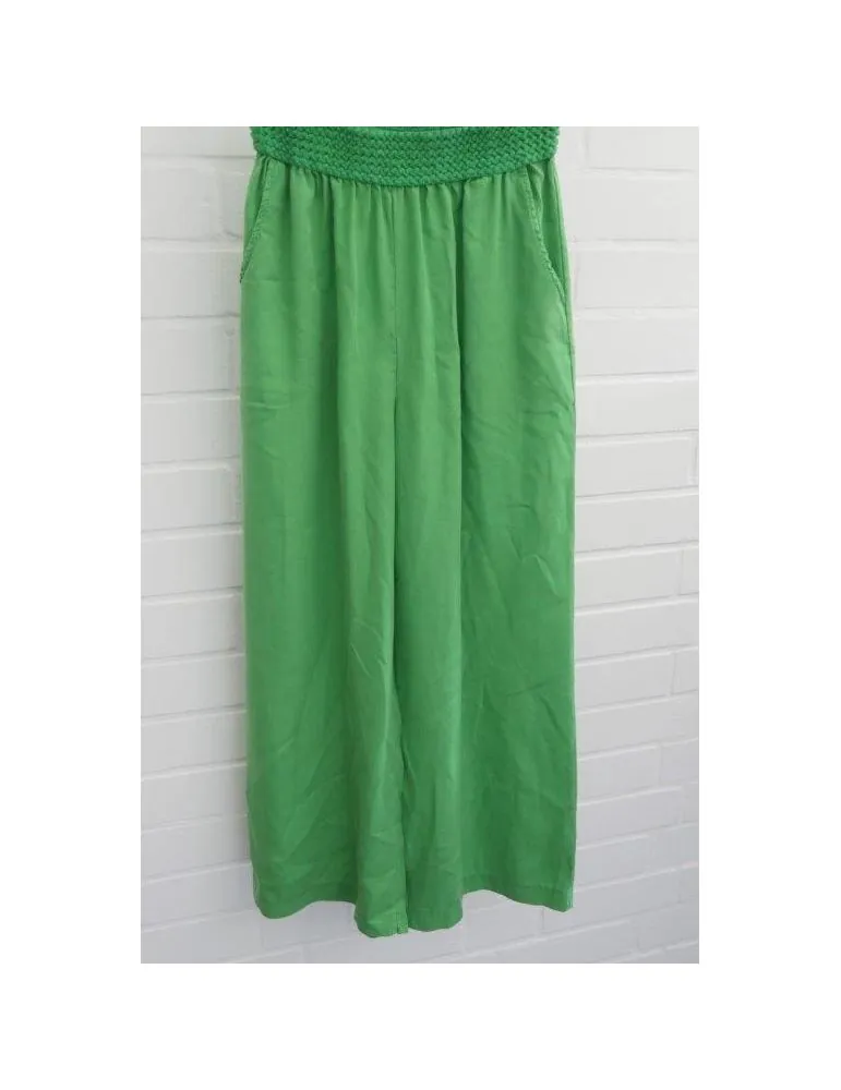 Leichte Damen Marlene Palazzo Hose grasgrün grün uni Lyocell Onesize 38 40 80034
