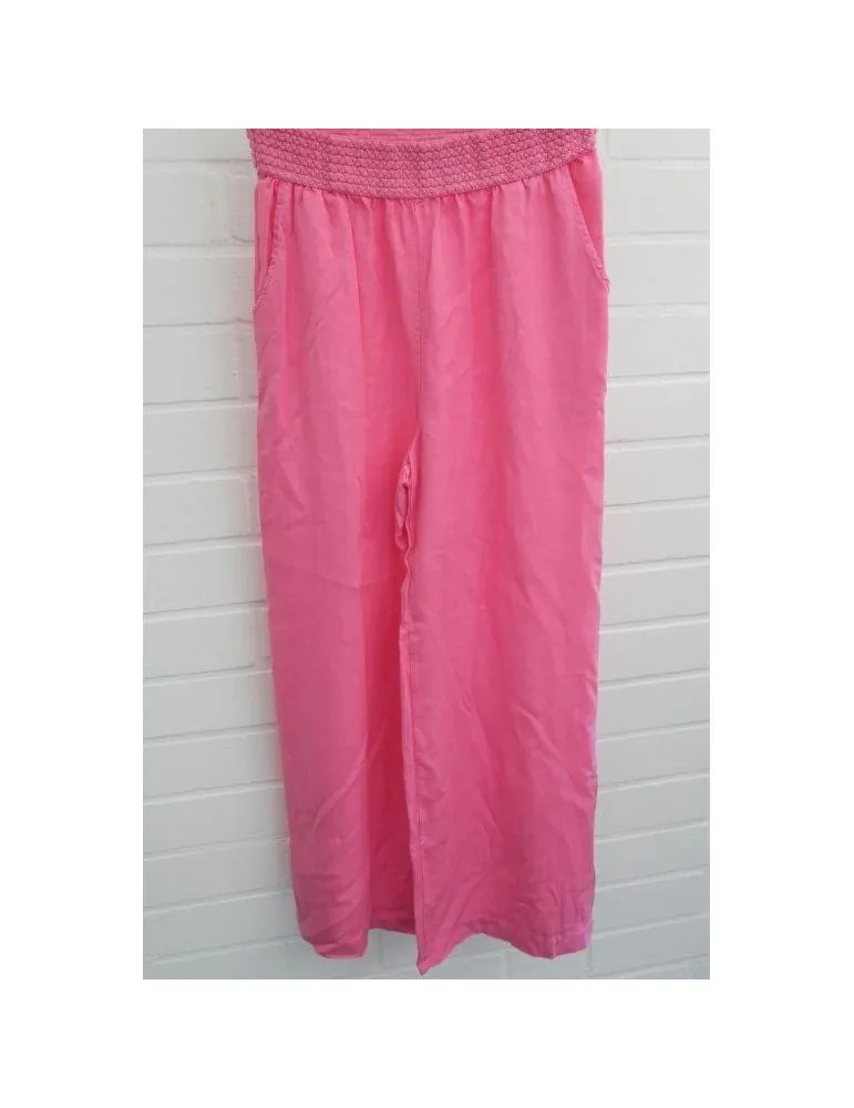 Leichte Damen Marlene Palazzo Hose hellpink pink uni Lyocell Onesize 38 40 80034