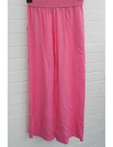 Leichte Damen Marlene Palazzo Hose hellpink pink uni Lyocell Onesize 38 40 80034
