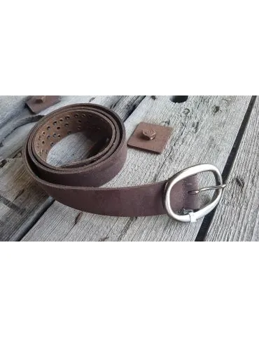 Damen Gürtel braun brown echtes Nubuk Leder anthrazit Nieten & Schnalle 95 cm
