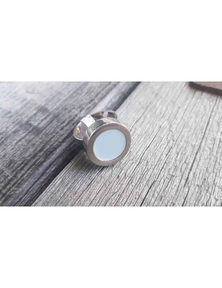 Ring Damenring Echtes Silber Emaille hellblau silber Glanz rund Gr. 52