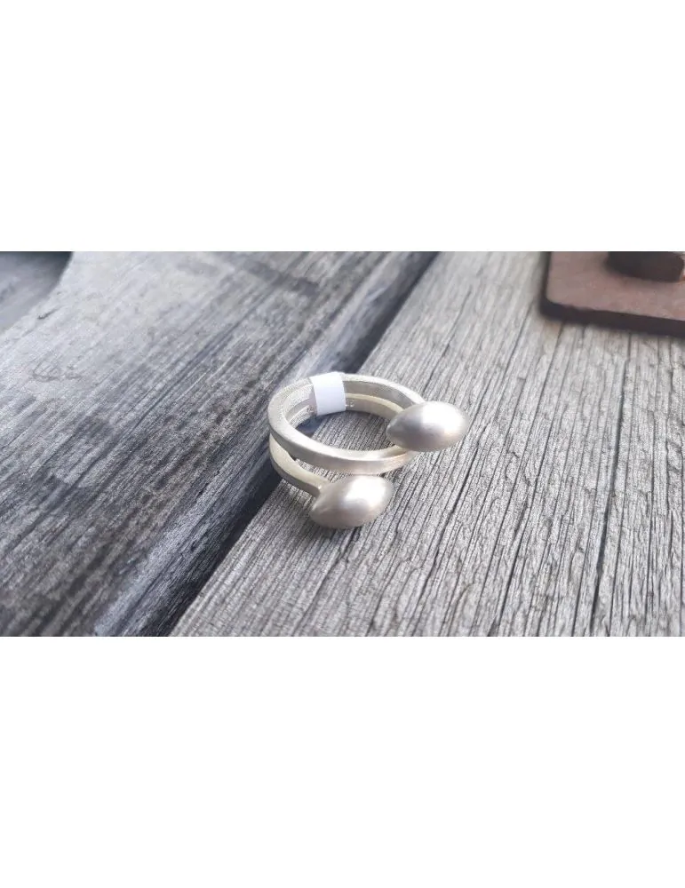 Ring Damenring Fingerring Echtes Silber matt Bohnen Gr. 55 RY030