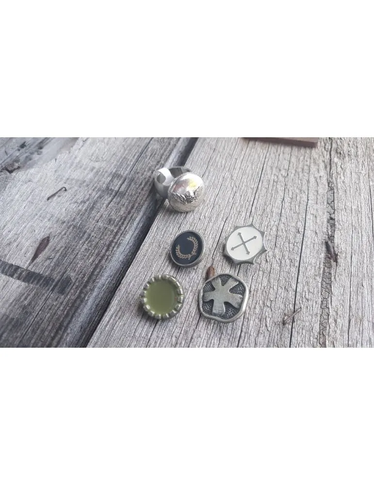 Ring Damenring Fingerring Metall mit 5 wechelbaren Druckknöpfen Gr 18