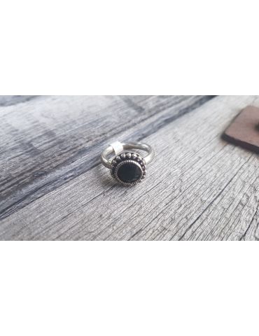 Ring Damenring Metall Kunststoff schwarz altsilber Gr. 18 7055