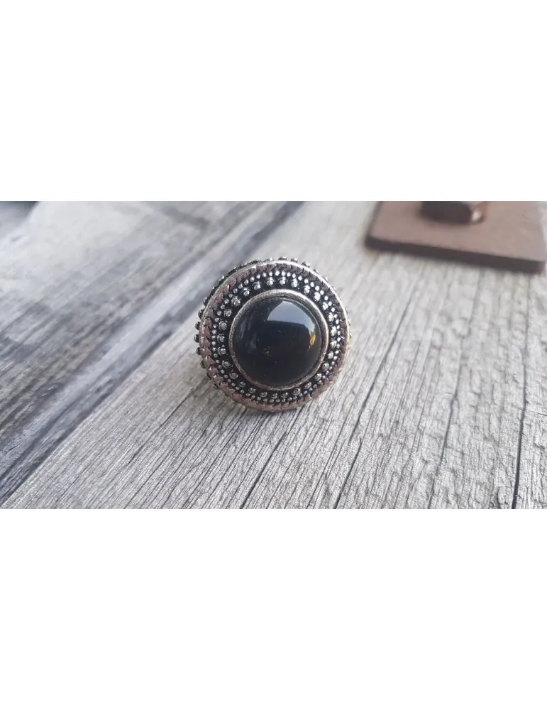 Ring Damenring Metall Kunststoff schwarz altsilber verstellbar 344189