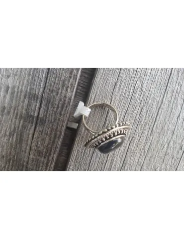 Ring Damenring Metall Kunststoff schwarz altsilber verstellbar 344189