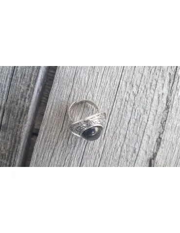 Ring Damenring Metall Kunststoff schwarz altsilber verstellbar 344095