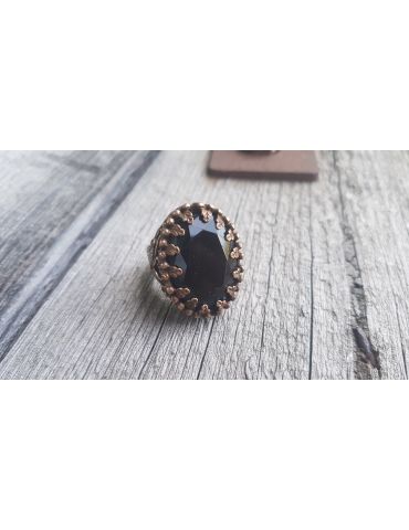 Breiter Ring Damenring Fingerring Metall Kunststoff schwarz bronze altsilber Gr. 18