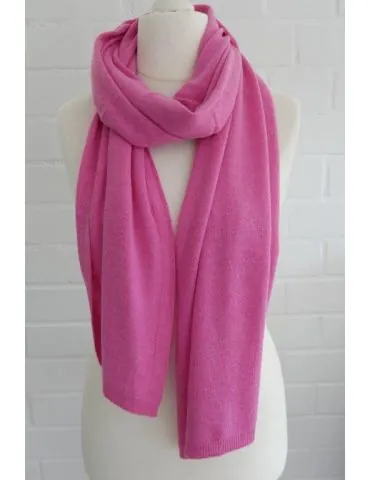 Leichter Damen XXL Schal Stola Poncho hellpink uni mit Wolle und Kaschmir ca. 60 x 180