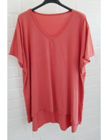 Damen Shirt A-Form kurzarm rostorange V-Ausschnitt Baumwolle Onesize 38 - 46 6561 KA