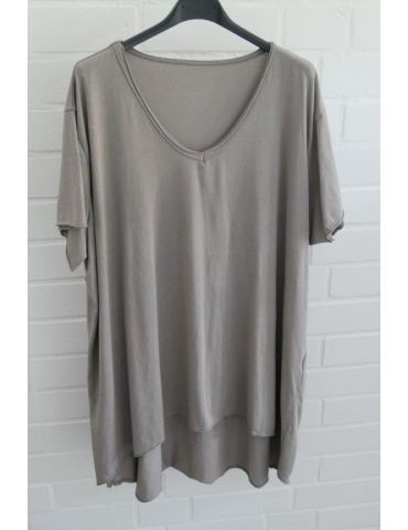Damen Shirt A-Form kurzarm schlamm V-Ausschnitt Baumwolle Onesize 38 - 46 6561 KA