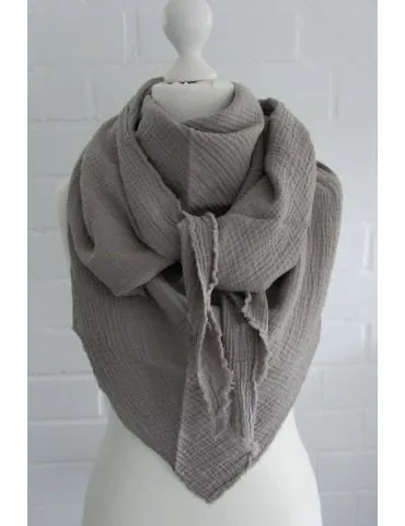 Dreieckstuch Damen Schal schlamm taupe uni Baumwolle Musselin Nesseltuch Windeltuch